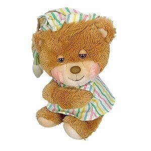 Vintage Fisher-Price 1985‎ Teddy Bear Plush With Striped Pajamas & Hat